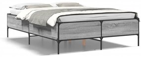 3279820 vidaXL Cadru de pat, gri sonoma, 120x190 cm, lemn prelucrat și metal