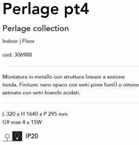 Lampadar modern Perlage pt4 negru/fumuriu