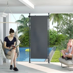 Outsunny Stor manual retractabil pe picior lungime reglabilă manivelă instalare fără găurire metal aluminiu poliester gri închis | Aosom Romania