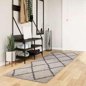 vidaXL Covor pufos &quot;PAMPLONA&quot; cu fire înalte, bej/antracit, 80x250 cm