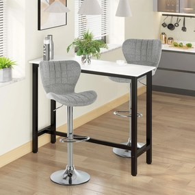 HOMCOM Set 2 Scaune de Bar Rotative cu Înălțime Reglabilă, Tetieră pentru Picioare și Spătar, 47x51,5x111,5 cm, Gri | Aosom Romania