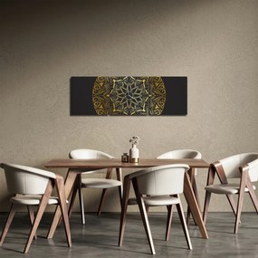 Tablou abstracției aurii (cu ceas) (90x30 cm)