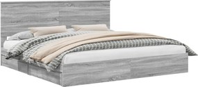 vidaXL Pat cu storage cu sertar Gri Sonoma 200 x 200 cm Lemn compozit