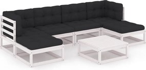 vidaXL Set mobilier de grădină cu perne, 7 piese, lemn masiv de pin