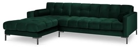 Colțar din catifea cu extensie pe partea stângă Cosmopolitan Design Bali, verde închis