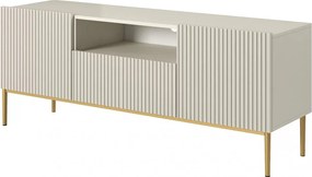 Comodă TV Nicole 150 cm cu sertar și nișă – cashmere / picioare aurii