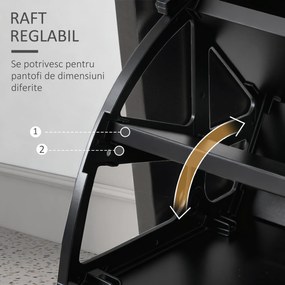 HOMCOM Dulap pentru Intrare Cuier cu Pantofar si Oglinda, Rafturi si Sertar, Dulap Cuier din PAL, 90x10x102 cm, Negru