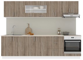 Set haaus V22, Stejar Sonoma Inchis/Alb, Blat Thermo 28 mm, L 280 cm