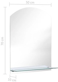 Oglinda de perete cu raft, 50 x 70 cm, sticla securizata 1, Oval, 50 x 70 cm