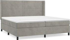 vidaXL Pat box spring cu saltea, gri deschis, 200x200 cm, catifea