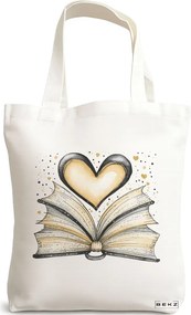Sacosa de Panza pentru Cumparaturi, Geanta Tote, model Books 25 38 x 34.5 cm, Alba, BEKZ®