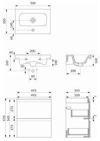 Set B890 mobilier cu lavoar Cersanit, Moduo 60, montat, antracit