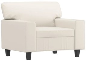 Fotoliu canapea cu taburet, crem, 60 cm, piele ecologica