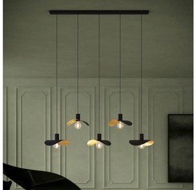 Lustră pe cablu Eglo 390396 SACEDA 5xE27/40W/230V negru/auriu