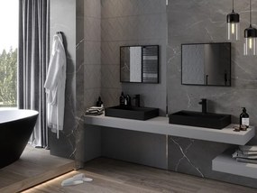 Mexen Loft oglindă de baie dreptunghiulară 60 x 50 cm, ramă neagră - 9852-060-050-000-70