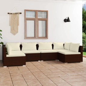 3101874 vidaXL Set mobilier de grădină cu perne, 6 piese, maro, poliratan