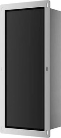Raft incastrat pentru perie WC Balneo Wall Box S otel inoxidabil deschidere stanga finisaj negru 54 cm