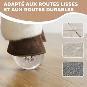 AIYAPLAY Cal de legănat animal de legănat pe roți cu șa și ham pentru copii 3-5 ani 72 x 32 x 80 cm maro | Aosom Romania