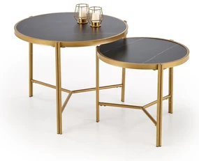 Set 2 buc. măsuțe de cafea Fantoma (marmură negru + auriu). Promo -7%. 1092440