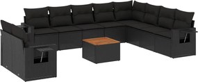vidaXL Set canapele de grădină cu perne, 11 piese, negru, poliratan
