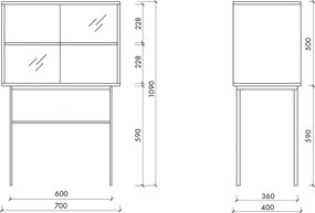 Vitrină neagră cu ușă glisantă 70x109x40 cm Lekko – noo.ma