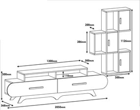 Măsuță TV cu dulap Flora S White and Walnut