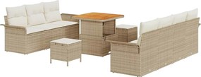 vidaXL Set de canapele pentru grădină cu pernă 10 pcs Bej și crem