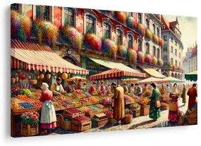 Tablou piață urbană cu fructe