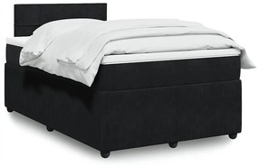vidaXL Pat box spring cu saltea, negru, 120x190 cm, catifea