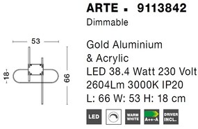 Lustra LED dimabila, design modern ARTE, auriu
