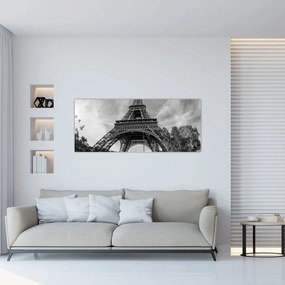Tablou - Turnul Eiffel, alb-negru (120x50 cm)