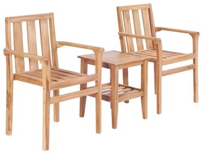 vidaXL Set mobilier de bistro, 3 piese, lemn masiv de tec