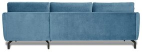 Colțar albastru din catifea (cu șezlong pe partea dreaptă) Magic - Scandic