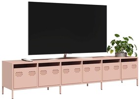 vidaXL Dulap TV, roz, 202x39x43,5 cm, oțel laminat la rece
