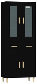 Dulap inalt, negru, 69,5x34x180 cm, lemn prelucrat
