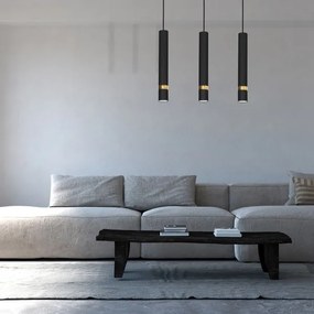 Lustră suspendată pe cablu JOKER, 3x GU10, 25 W, 230 V, negru/auriu