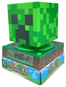 Minecraft Creeper Lumină de noapte 3D și ceas deșteptător