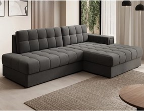 Colțar taupe extensibil cu tapițerie din catifea (cu colț pe partea dreaptă/cu șezlong) Blezalt – ELTAP