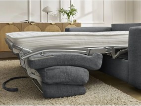 Canapea gri închis pentru dormitul zilnic/extensibilă cu tapițerie din chenille 220 cm Hugo – Bobochic Paris