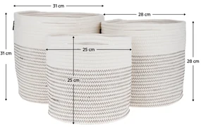 TEMPO-KONDELA MEZON, huse pentru ghivece, set de 3, alb/ model