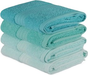 Set 4 prosoape baie RAINBOW, turcoaz, bumbac, 50x90 cm