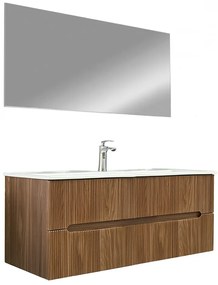 Mobilier de baie Trent 120 cu 1 lavoar ceramic cu oglindă 60x120 cm stejar apus de soare