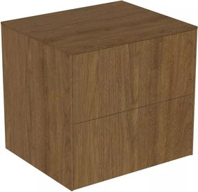 Dulap baza suspendat Ideal Standard Atelier Conca finisaj nuc inchis 2 sertare cu blat 60 cm