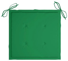 Scaune de gradina pliabile, 2 buc., cu perne, bambus 2, Verde, 40 x 40 x 4 cm