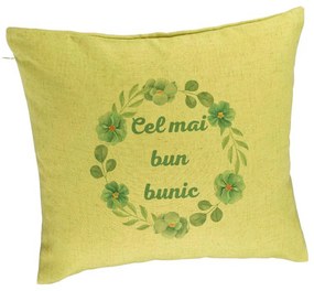 Perna Decorativa pentru Bunicul 4, 40x40 cm, Verde, Husa Detasabila, Burduf