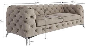 Canapea grej cu tapițerie din catifea 225 cm Chelsea – Ropez