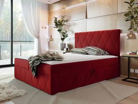 Pat matrimonial 140 cm Tebsano (bordo) (cu somieră și saltea) (cu sp. depozitare). Promo -17%. 1104200