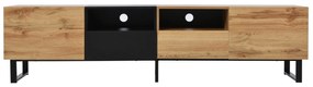 Mobilier TV modern, Negru+Culoare naturală | Aosom Romania