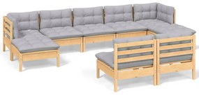 3097102 vidaXL Set mobilier de grădină cu perne, 5 piese, gri, lemn de pin