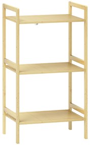 HOMCOM Raft baie 3 nivele raft din bambus 3 rafturi reglabile 5 poziții 43,5 x 31,5 x 80 cm lemn natural | Aosom Romania
